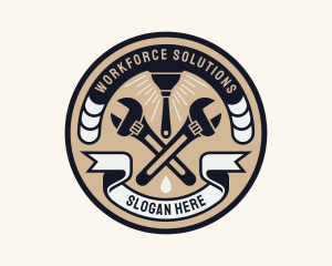 Plumbing Wrench Plunger Emblem  logo design