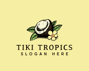 Coconut Tropical Flower logo design