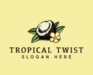 Coconut Tropical Flower logo design