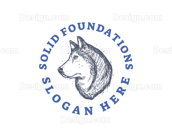 Dog Huskey Veterinary Logo