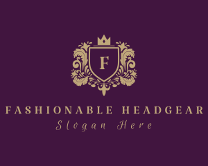 Ornamental Regal Crown Shield logo design