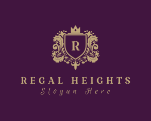 Ornamental Regal Crown Shield logo design