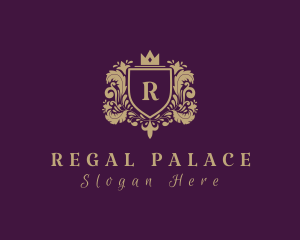 Ornamental Regal Crown Shield logo design