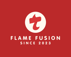 Red Flame Letter T logo