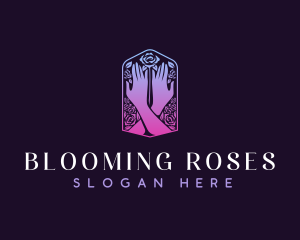 Hands Rose Nature logo design