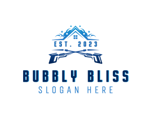 Pressure Washer House Cleaning logo design