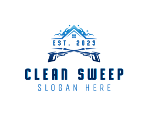 Pressure Washer House Cleaning logo design