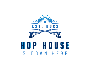 Pressure Washer House Cleaning logo design