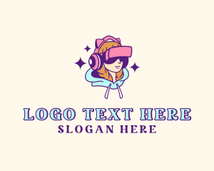 Virtual - Virtual Game Girl logo design