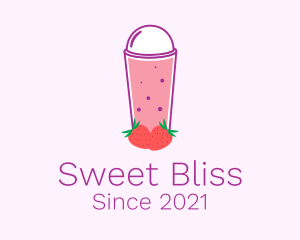 Strawberry Smoothie Drink  logo design