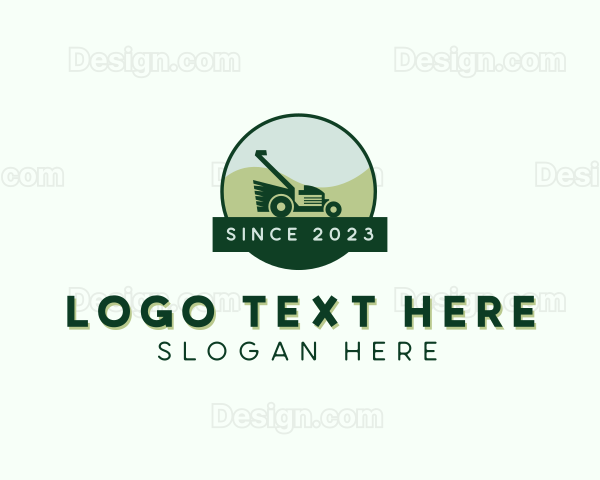 Grass Cutting Lawn Mower Logo