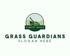 Grass Cutting Lawn Mower logo design