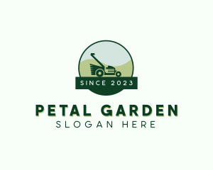 Grass Cutting Lawn Mower logo design