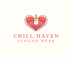 Heart Hand Candle logo design