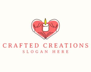 Heart Hand Candle logo design