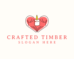 Heart Hand Candle logo design