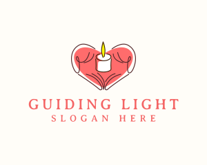 Heart Hand Candle logo design