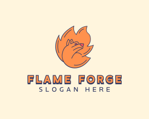 Wildlife Bear Flame logo design