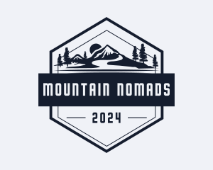 Hexagon Mountain Landscape logo design