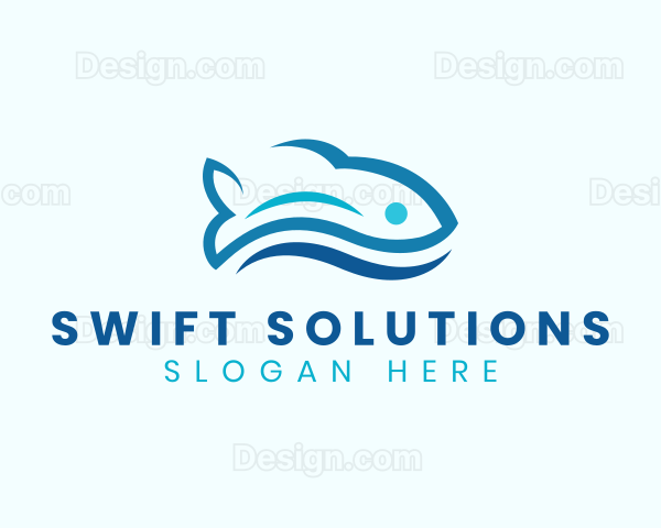 Fish Aquatic Wave Logo