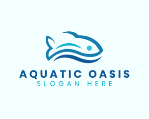 Fish Aquatic Wave logo design