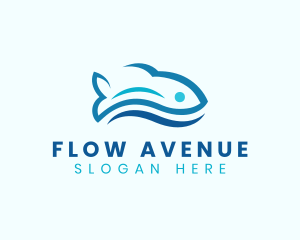 Fish Aquatic Wave logo design