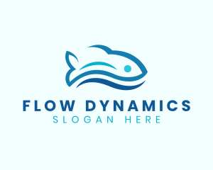 Fish Aquatic Wave logo design