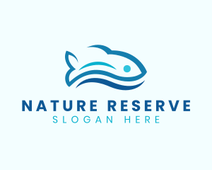 Fish Aquatic Wave logo design