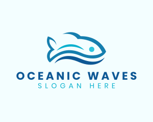 Fish Aquatic Wave logo design