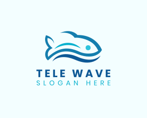 Fish Aquatic Wave logo design