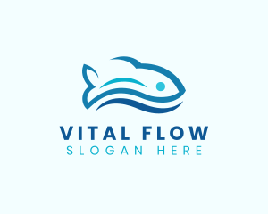 Fish Aquatic Wave logo design