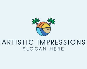 Palm Tree Summer Resort  logo design