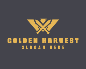 Golden Eagle Warrior Crest logo design