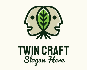 Twin Head Leaf  logo design