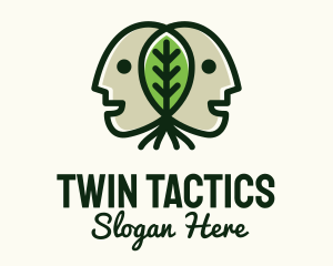 Twin Head Leaf  logo design