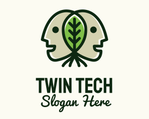 Twin Head Leaf  logo design