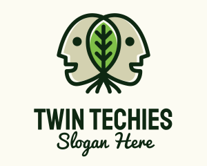 Twin Head Leaf  logo design