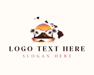 Volcano Island Sunset logo