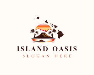 Volcano Island Sunset logo design