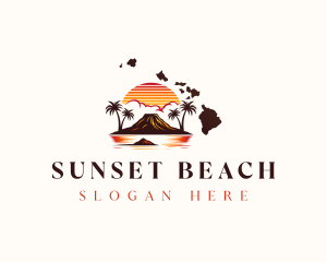 Volcano Island Sunset logo design