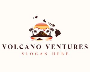 Volcano Island Sunset logo design