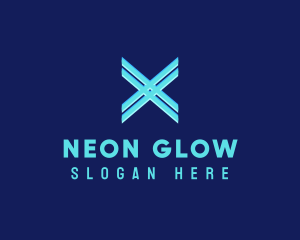 Neon Blue Letter X logo