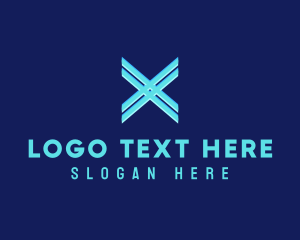 Letter - Neon Blue Letter X logo design