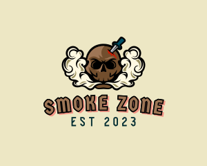 Skull Knife Smoke logo design