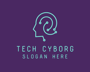 Circuit Cyborg Head logo design