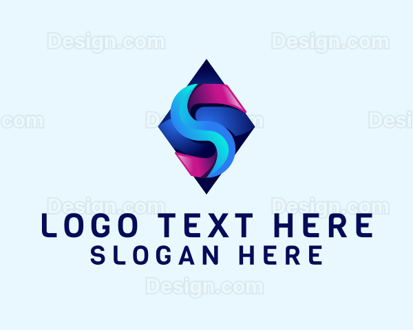 3D Gradient Tech Letter S Logo