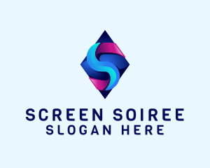 3D Gradient Tech Letter S logo design