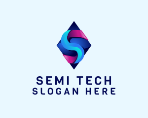 3D Gradient Tech Letter S logo design