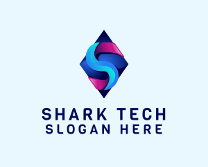 3D Gradient Tech Letter S logo design