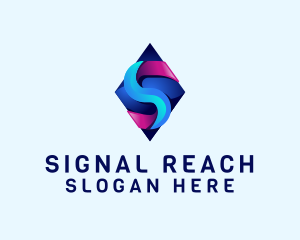 3D Gradient Tech Letter S logo design